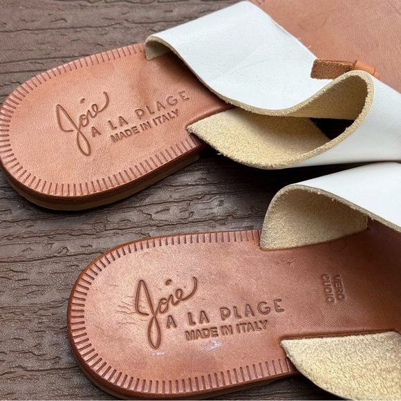 Joie A La Plage Slip On Leather Sandals in White/Brown 38 - Picture 3 of 7